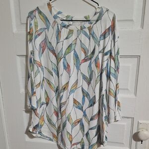 Source Unknown Multicolor Leaf Print Long Sleeve Top